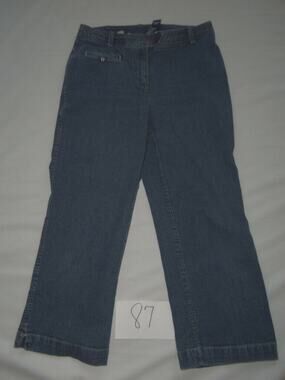 Liz Claiborne Crazy Horse Blue Jeans Capris 6 Petite Stretch Womens -081287
